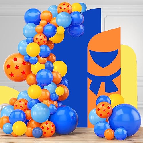 Dragon Ball Z Party Supplies - 139 Pcs Blue Balloon Garland Arch Kit for Birthday Decorations