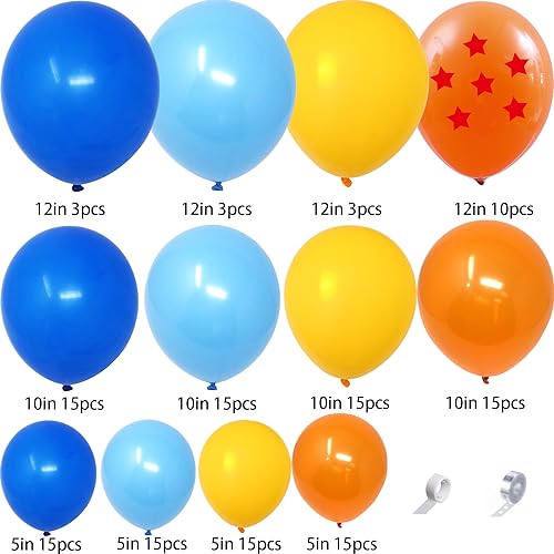 Dragon Ball Z Party Supplies - 139 Pcs Blue Balloon Garland Arch Kit for Birthday Decorations