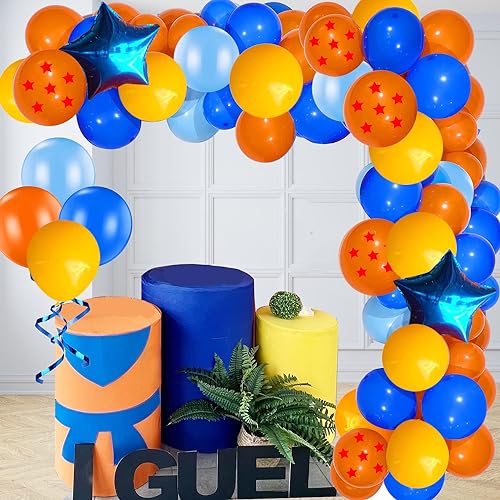 Dragon Ball Z Party Supplies - 139 Pcs Blue Balloon Garland Arch Kit for Birthday Decorations