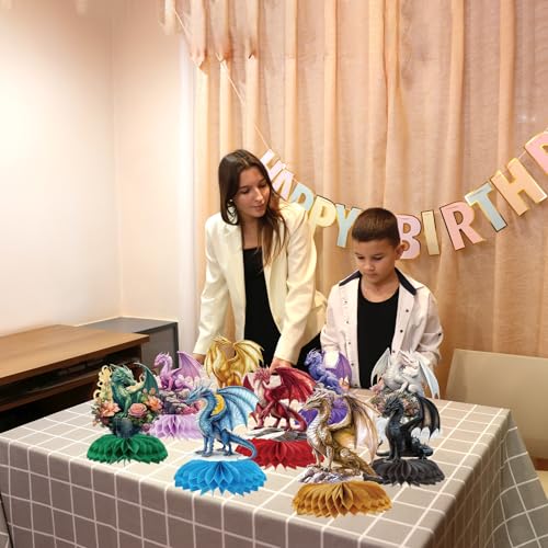 Dragon Honeycomb Centerpieces Set – 9 Patterns for Birthday, Baby Shower, and Theme Party Decorations by InIsaJace