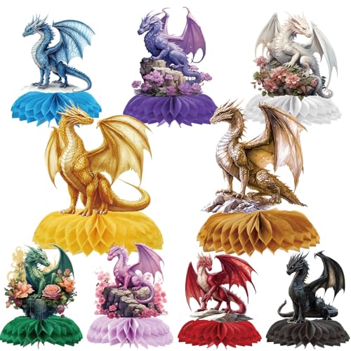 Dragon Honeycomb Centerpieces Set – 9 Patterns for Birthday, Baby Shower, and Theme Party Decorations by InIsaJace