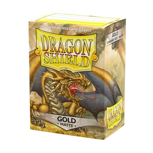 Dragon Shield Gold Matte Card Sleeves | 100 Standard Size Protectors for Pokemon, Magic, Flesh & Blood & One Piece