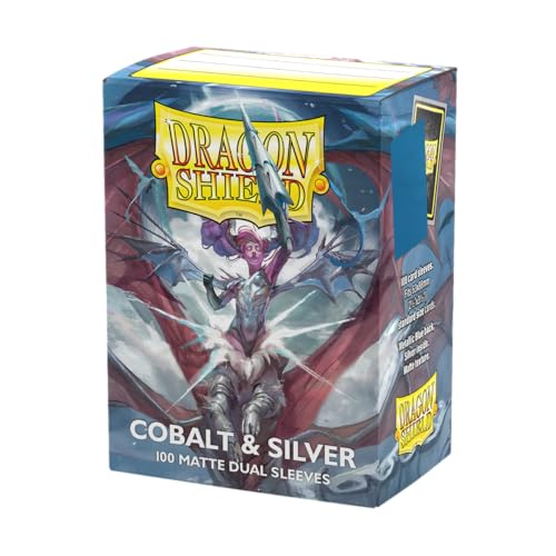 Dragon Shield Matte Dual Card Sleeves (100) – Cobalt & Silver – Opaque TCG Sleeves for Pokémon, Magic, One Piece