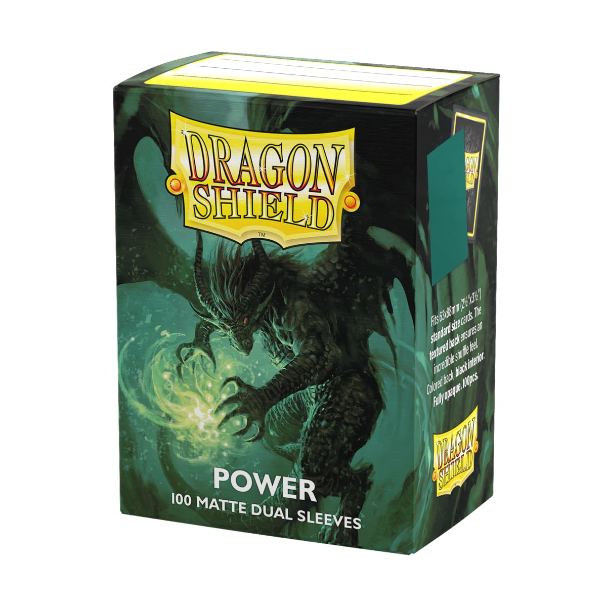 Dragon Shield Matte Dual Standard Size Card Sleeves - 100 Count, Power Color, Opaque Black Interior
