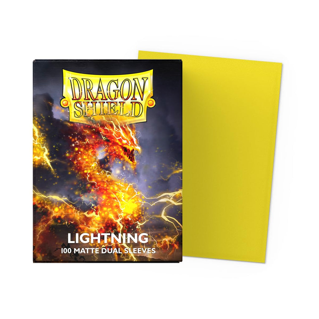 Dragon Shield Matte Dual Standard Size Card Sleeves (100ct) – Lightning – Opaque Black Interior for Tournament Play