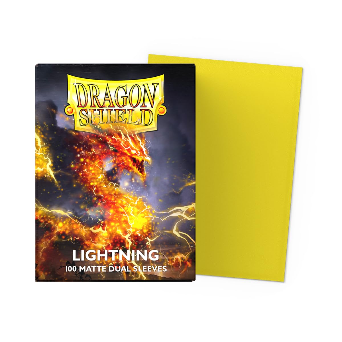 Dragon Shield Matte Dual Standard Size Card Sleeves (100ct) – Lightning – Opaque Black Interior for Tournament Play