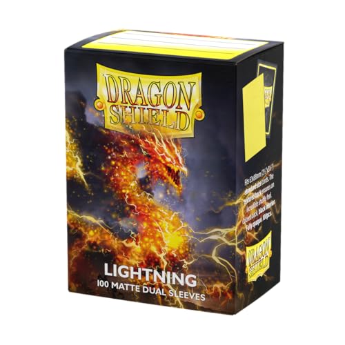 Dragon Shield Matte Dual Standard Size Card Sleeves (100ct) – Lightning – Opaque Black Interior for Tournament Play