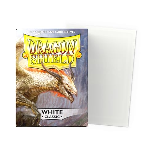 Dragon Shield Standard Size Classic Sleeves (White, 100 CT) – Smooth & Tough Polypropylene Card Sleeves for MTG, Pokémon, Lorcana, Flesh & Blood, One Piece