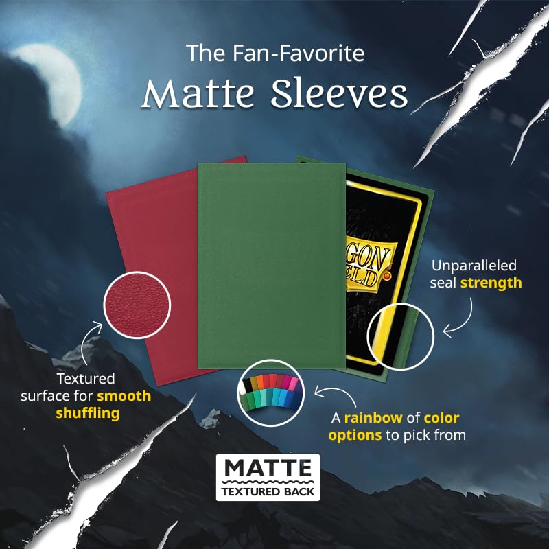 Dragon Shield Standard Size Matte Sleeves (100 ct) - Non-Glare Black - Protect Your TCG Cards