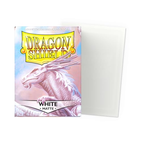 Dragon Shield Standard Size Matte White Card Sleeves (100 ct) – Smooth Shuffle, Durable Protection for TCGs