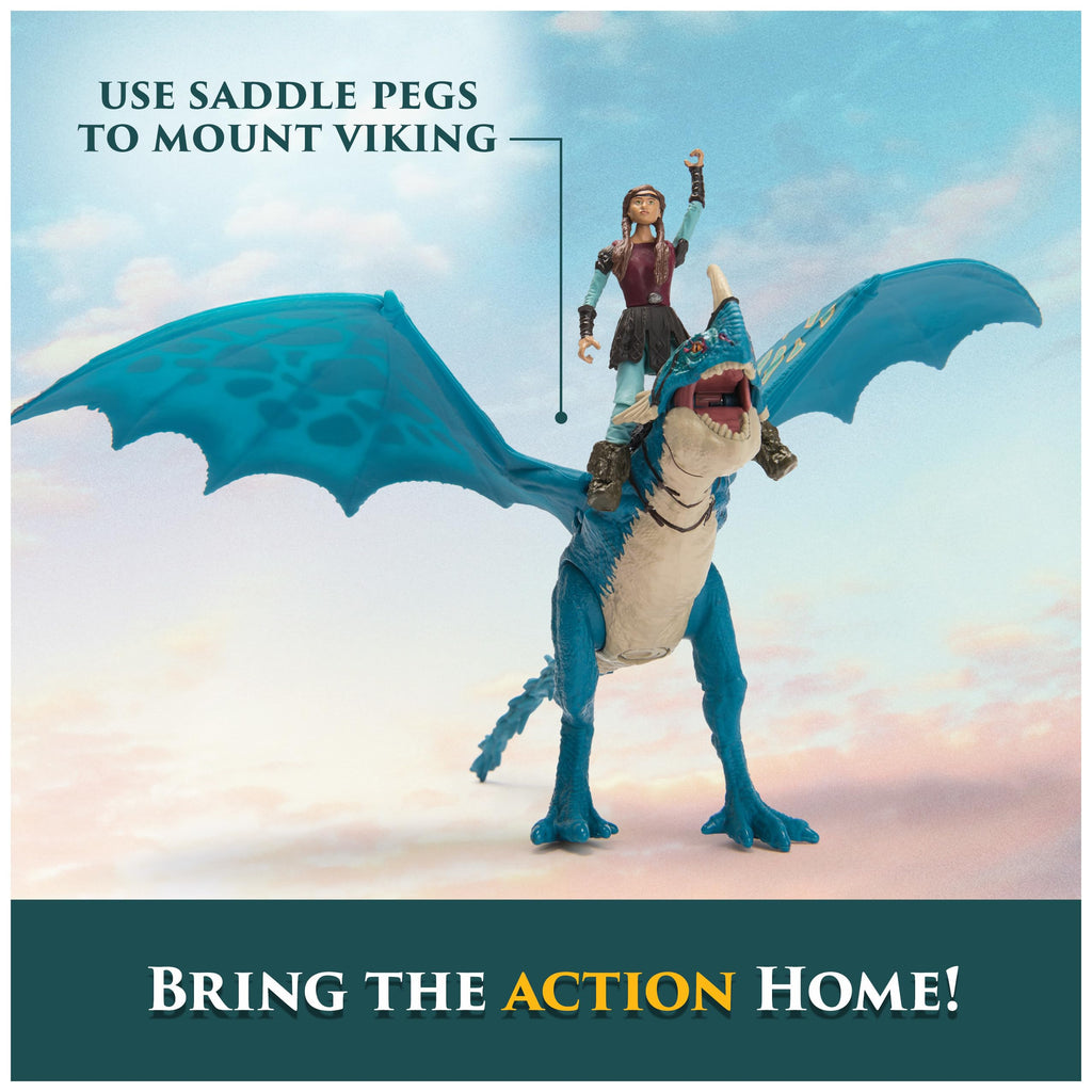 DreamWorks Dragons Deadly Nadder & Astrid Action Figure Set – 10-Inch Dragon with Movable Limbs and Real-Feel Wings, Includes 3-Inch Viking Rider