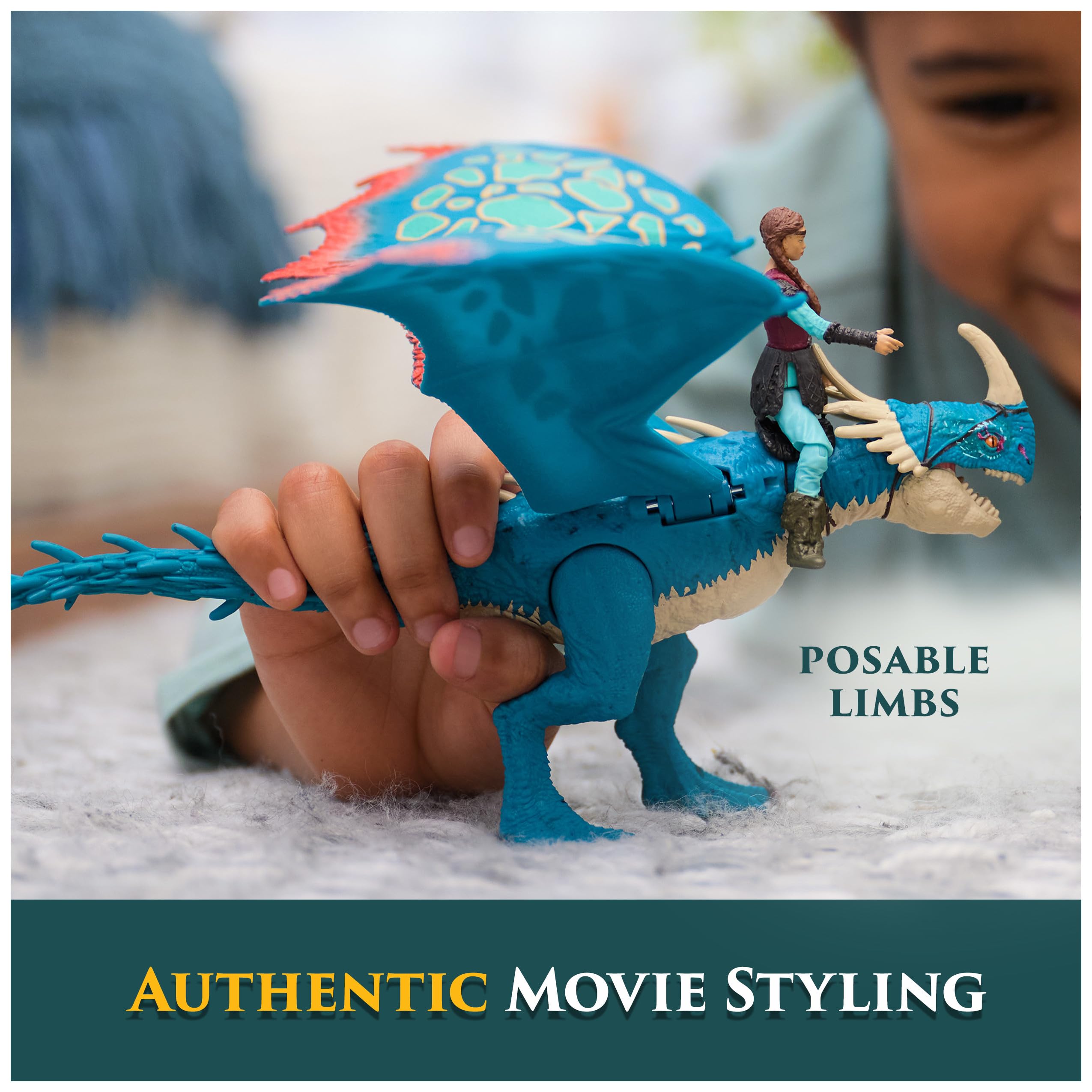 DreamWorks Dragons Deadly Nadder & Astrid Action Figure Set – 10-Inch Dragon with Movable Limbs and Real-Feel Wings, Includes 3-Inch Viking Rider