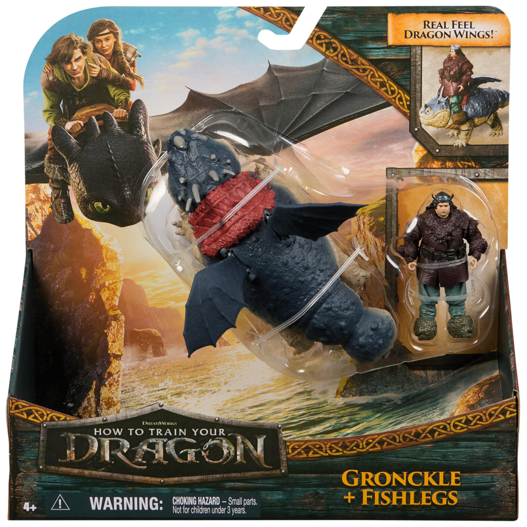 DreamWorks Dragons Gronckle & Fishlegs Action Figure Set - 7-Inch Dragon & 3-Inch Viking for Kids