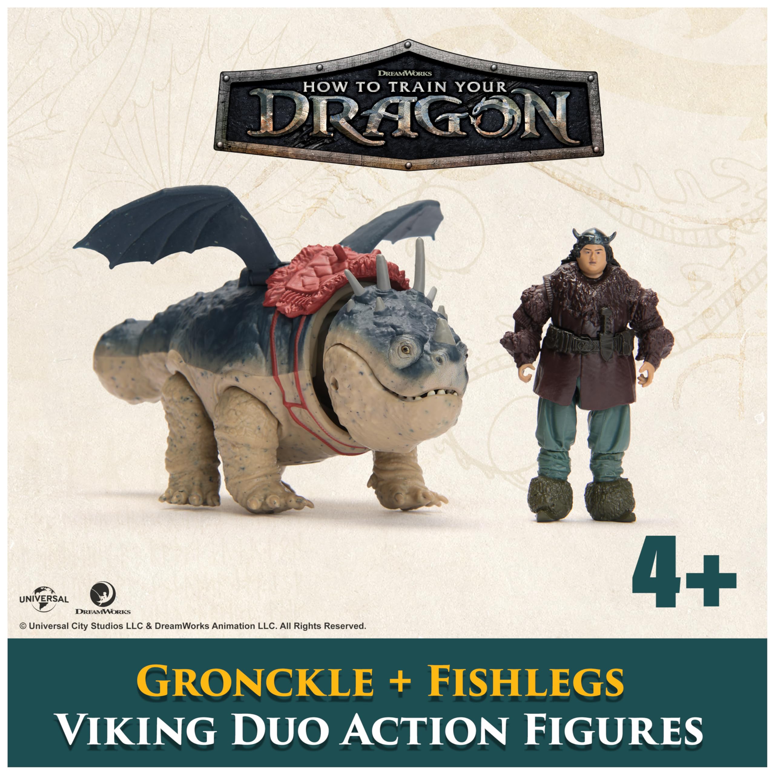 DreamWorks Dragons Gronckle & Fishlegs Action Figure Set - 7-Inch Dragon & 3-Inch Viking for Kids