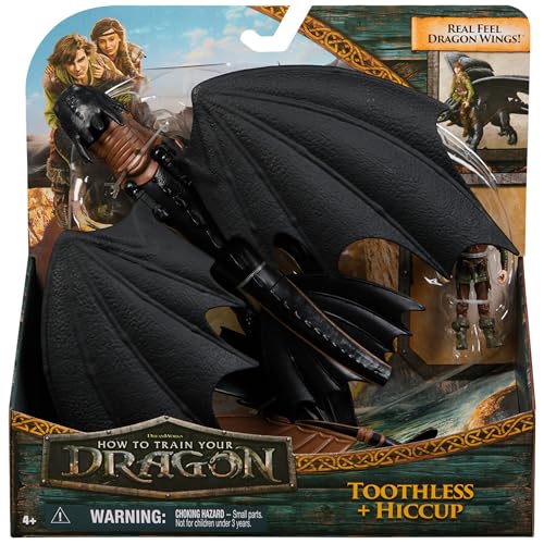 DreamWorks Dragons Toothless & Hiccup Action Figure Set – 13-Inch Dragon with Movable Wings and 3-Inch Viking