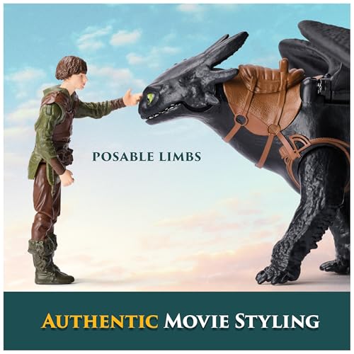 DreamWorks Dragons Toothless & Hiccup Action Figure Set – 13-Inch Dragon with Movable Wings and 3-Inch Viking
