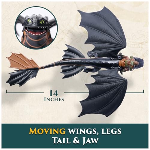 DreamWorks Dragons Toothless & Hiccup Action Figure Set – 13-Inch Dragon with Movable Wings and 3-Inch Viking