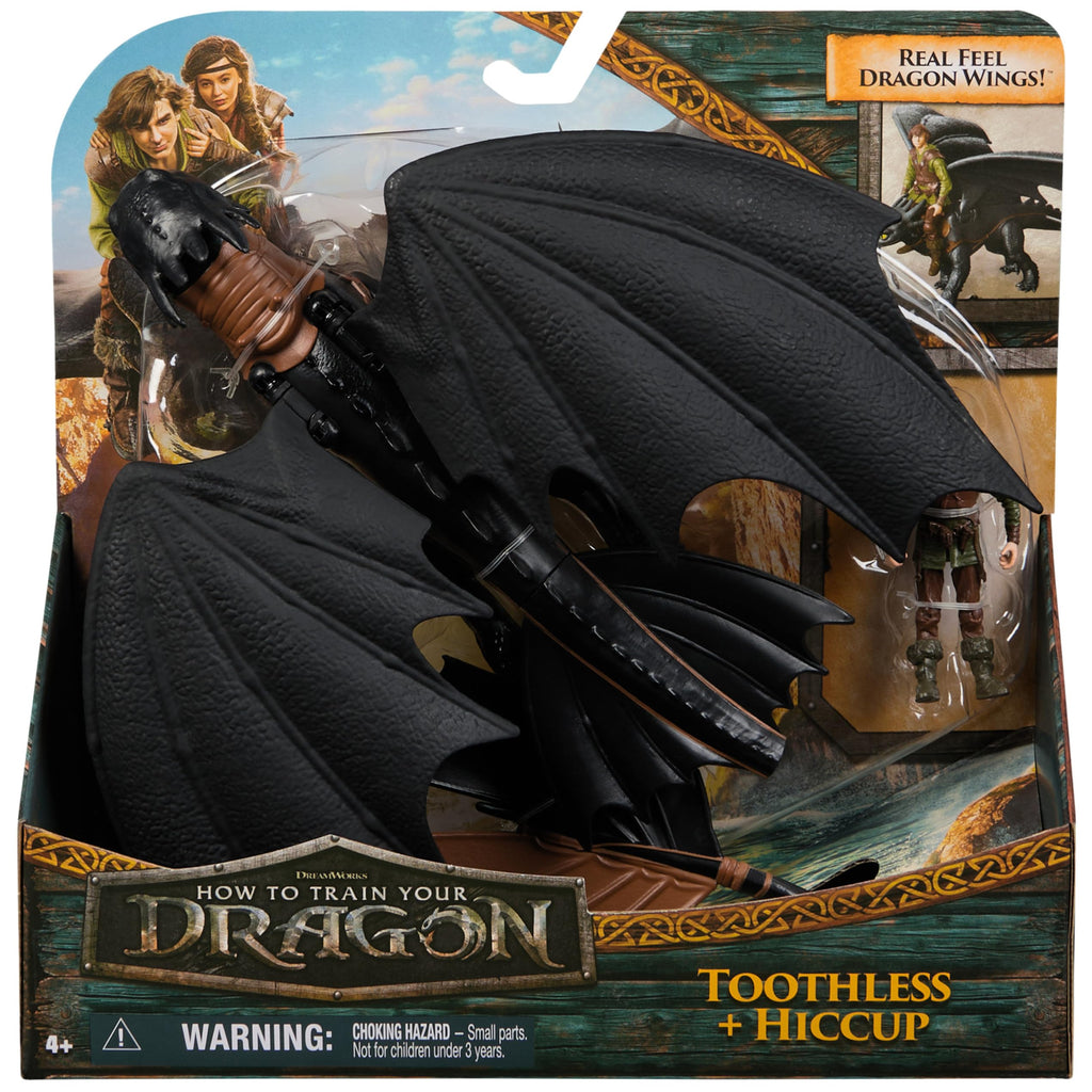 DreamWorks Dragons Toothless & Hiccup Action Figure Set – 13-Inch Dragon with Movable Wings and 3-Inch Viking