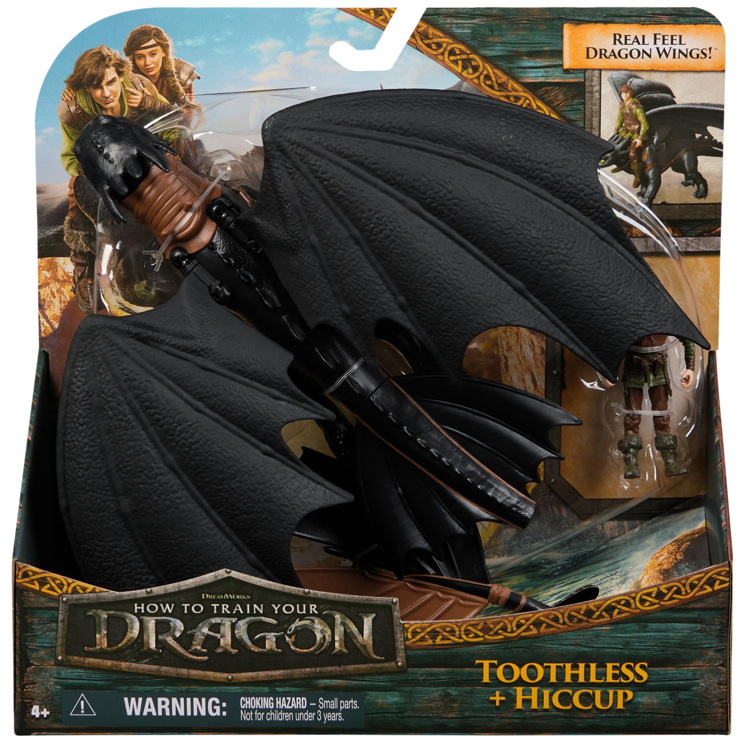 DreamWorks Dragons Toothless & Hiccup Action Figure Set – 13-Inch Dragon with Movable Wings and 3-Inch Viking