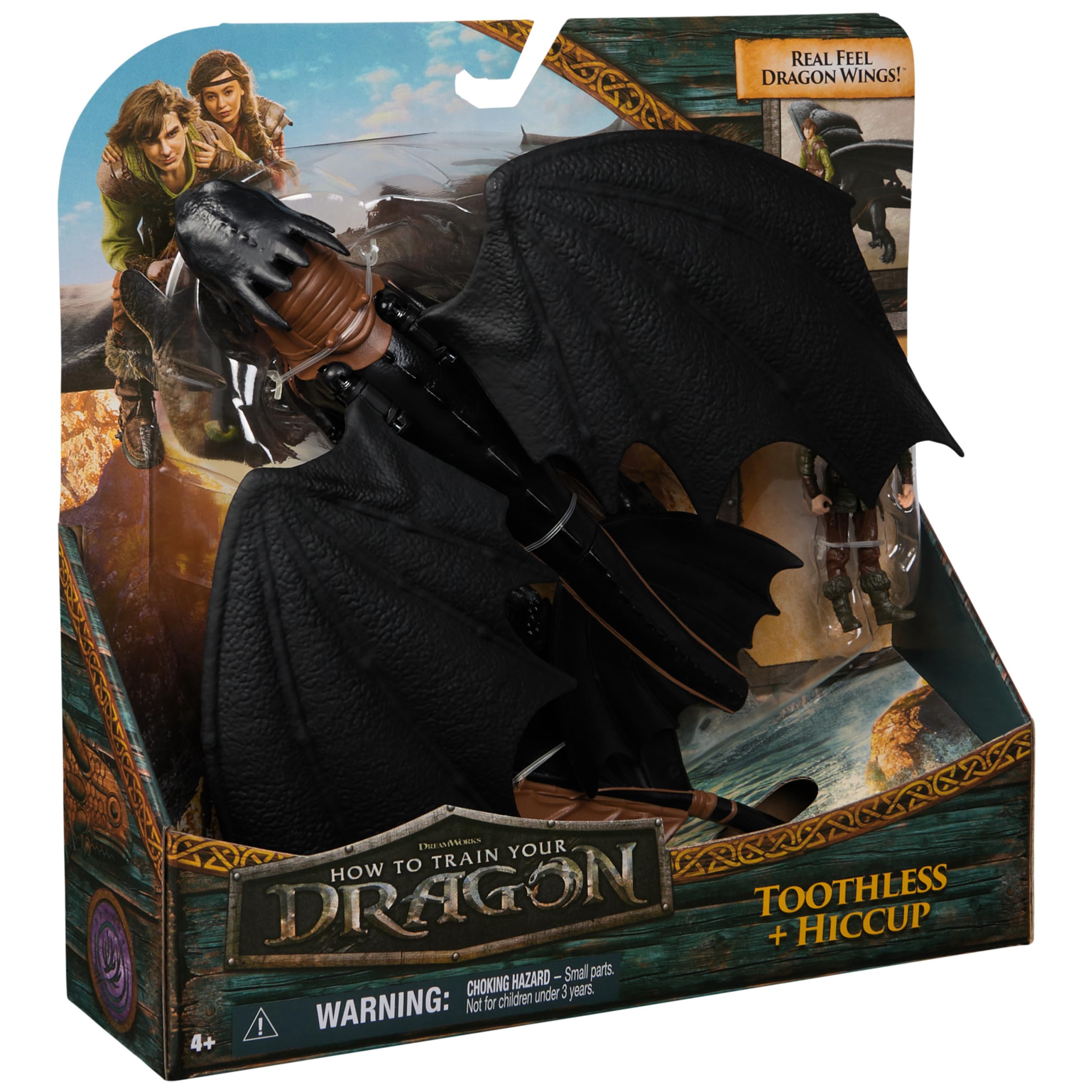 DreamWorks Dragons Toothless & Hiccup Action Figure Set – 13-Inch Dragon with Movable Wings and 3-Inch Viking