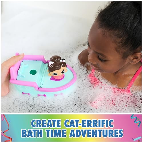 DreamWorks Gabby's Dollhouse Gabby & SS Mercat Bath Set - Floating Toddler Bath Toys with Cruise Ship and Squirter