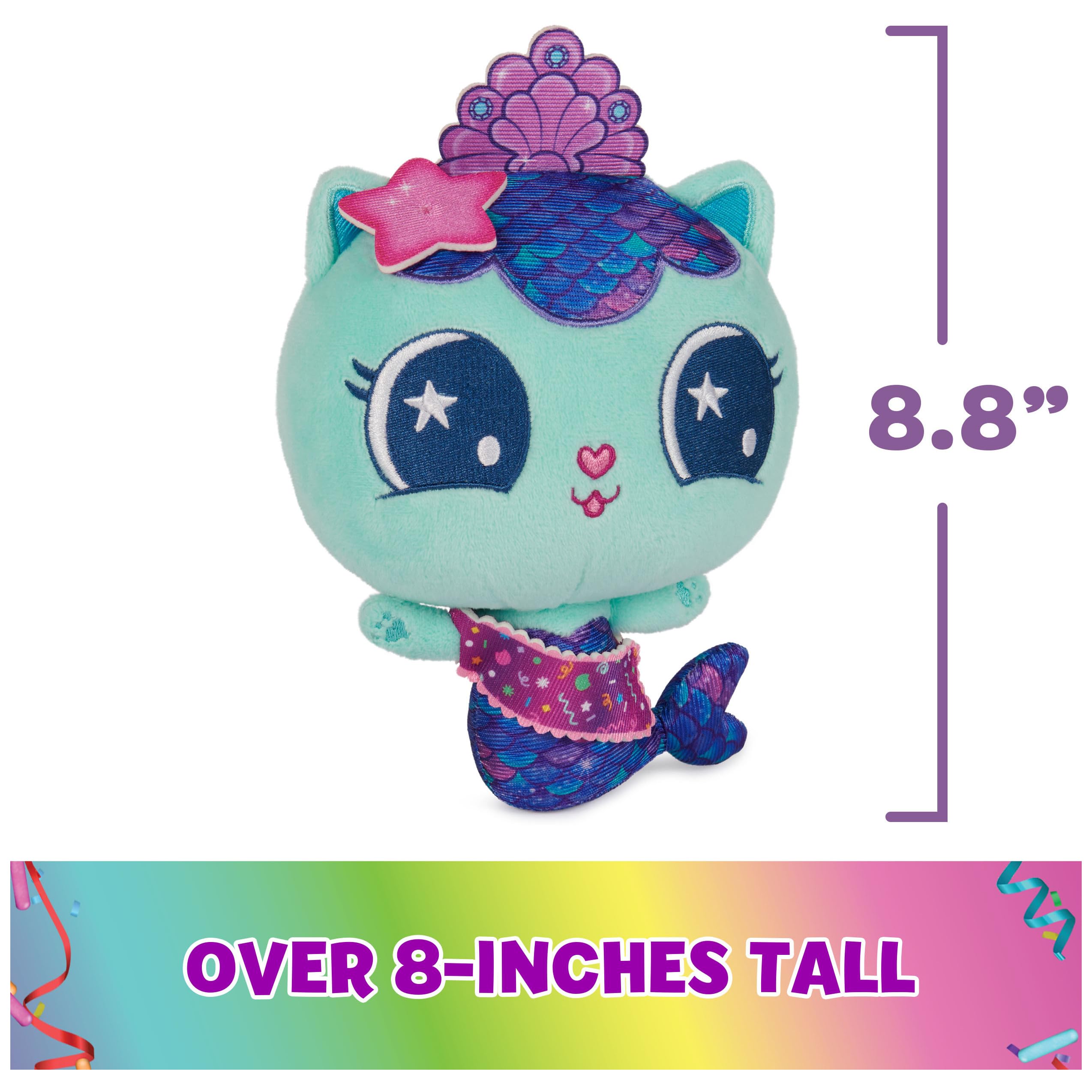 DreamWorks Gabby's Dollhouse MerCat Plush Toy - 8-Inch Soft Stuffed Animal
