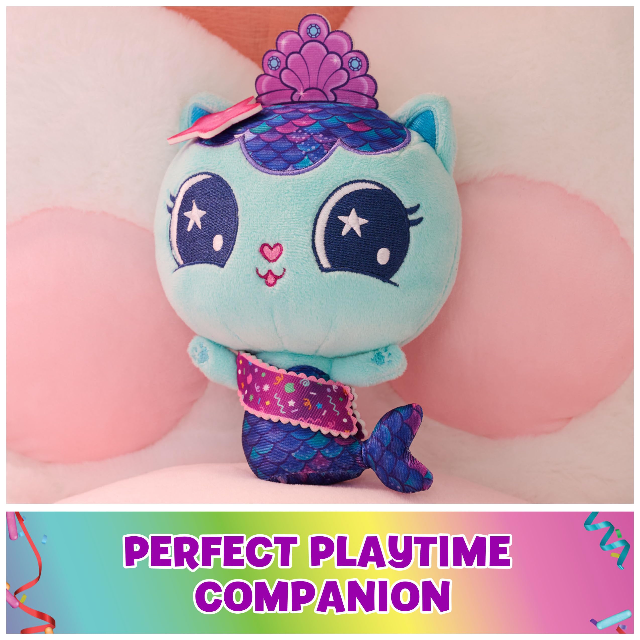 DreamWorks Gabby's Dollhouse MerCat Plush Toy - 8-Inch Soft Stuffed Animal