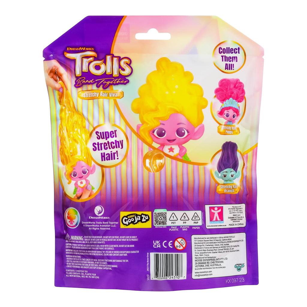 DREAMWORKS TROLLS Band Together Stretchy Hair Viva Doll with Goo-Filled Glitter Hair