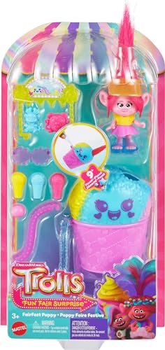 DreamWorks Trolls Fun Fair Surprise FairFest Queen Poppy Doll with Snow Cone Game and 10 Accessories