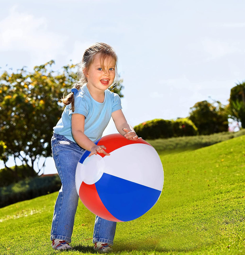Dreidel Company Inflatable Patriotic Beach Balls 6-Pack - 16 Inch US Flag Design for Pool Party Fun