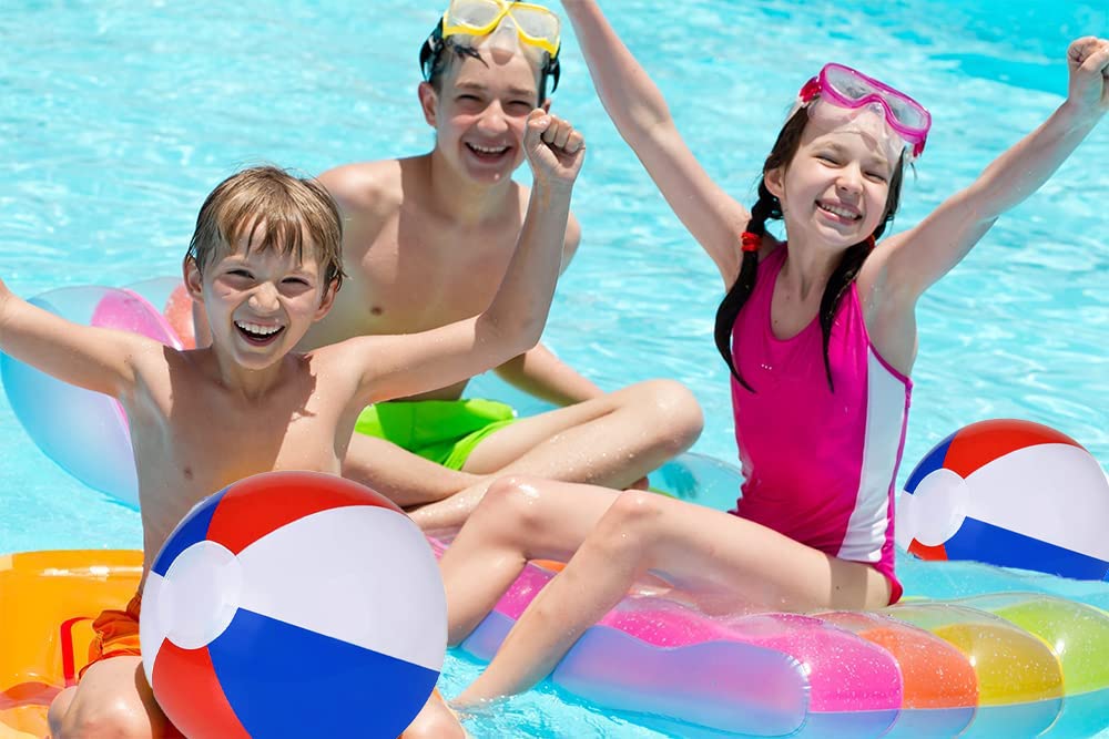 Dreidel Company Inflatable Patriotic Beach Balls 6-Pack - 16 Inch US Flag Design for Pool Party Fun