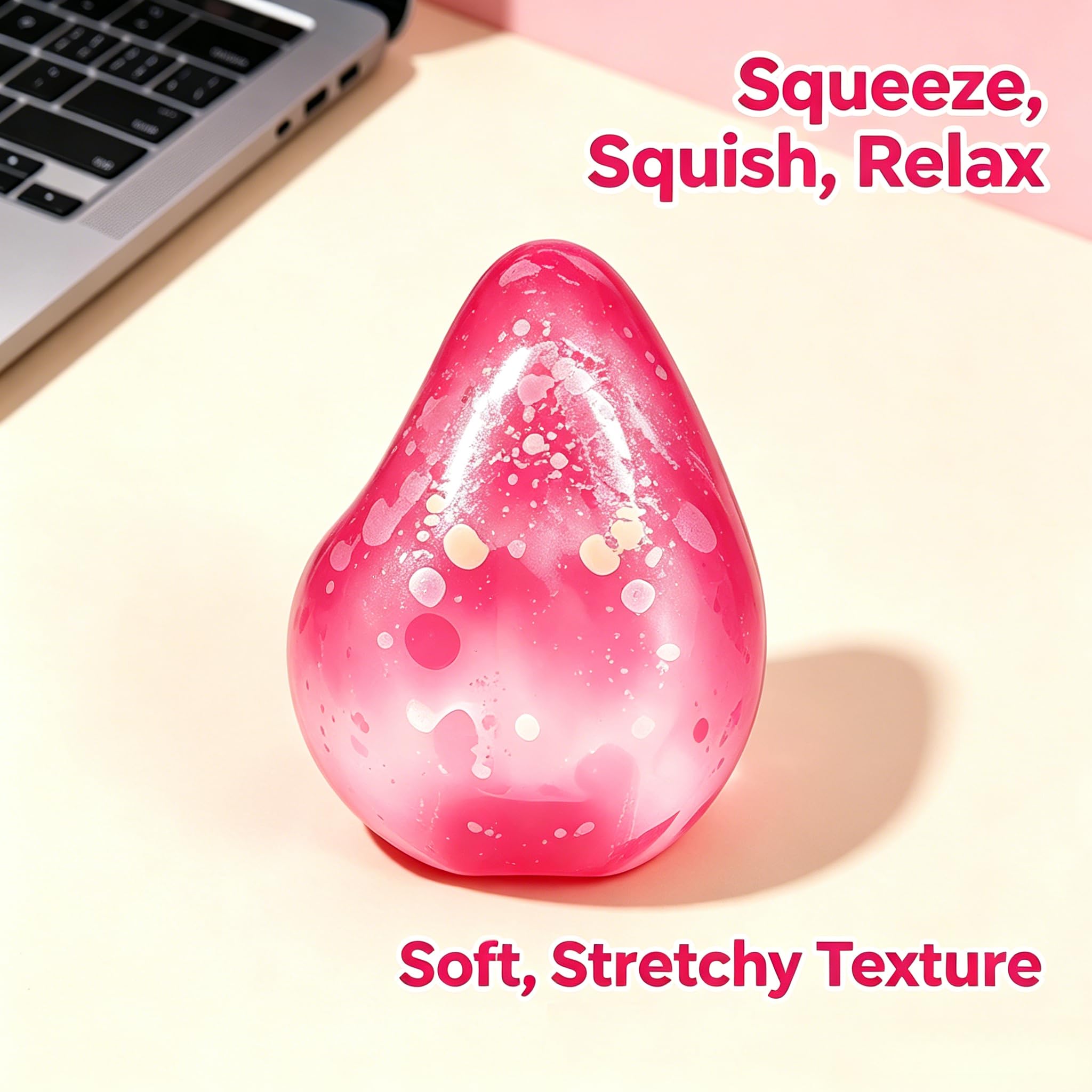 Drephere Squishy Drop Stress Cube – Pink Sensory Fidget Toy for Anxiety Relief