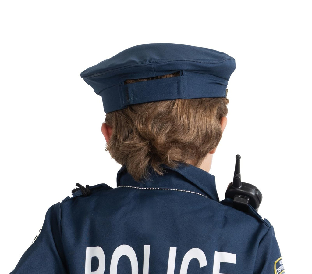 Dress Up America Police Hat for Boys - Blue Cop Cap with Gold Trim and Badge