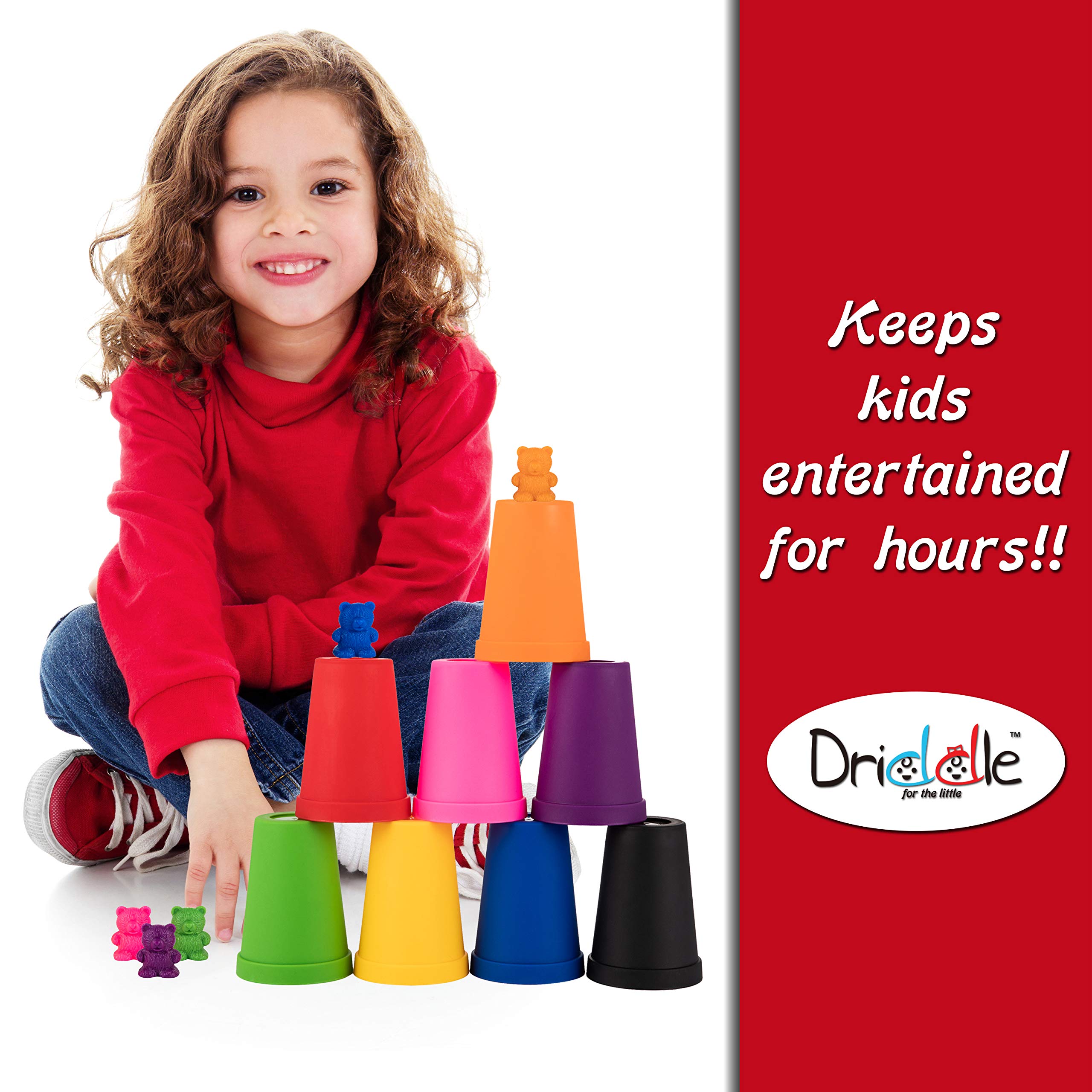 Driddle Colorful Counting Bears Set – 80 Bears with Matching Cups for Toddlers