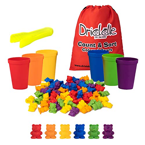 Driddle Counting Bears with Matching Cups – 60-Piece Sorting Toy for Toddlers