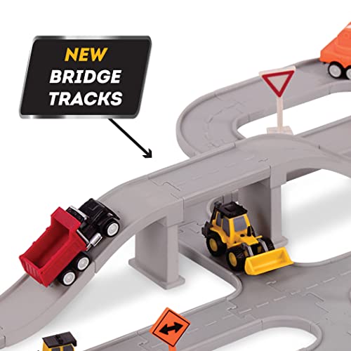 Driven by Battat 57-Piece Construction Toy Playset – 6 Mini Trucks, Tracks & Signs, Ages 3+