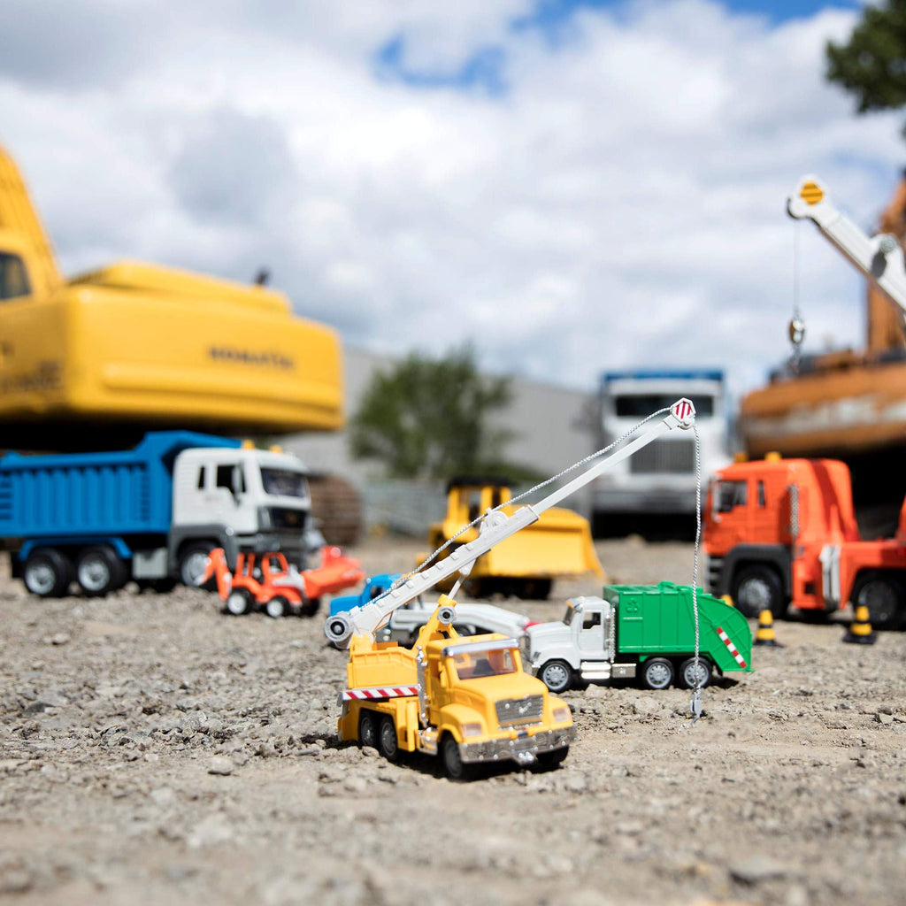 Driven by Battat 7-Inch Crane Truck Toy with Lights, Sounds, and Movable Parts for Kids Ages 3+