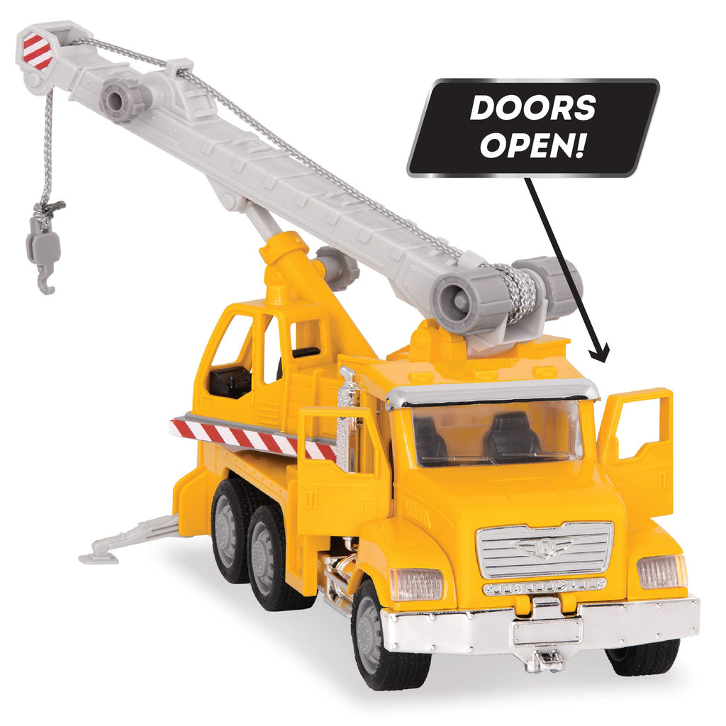 Driven by Battat 7-Inch Crane Truck Toy with Lights, Sounds, and Movable Parts for Kids Ages 3+