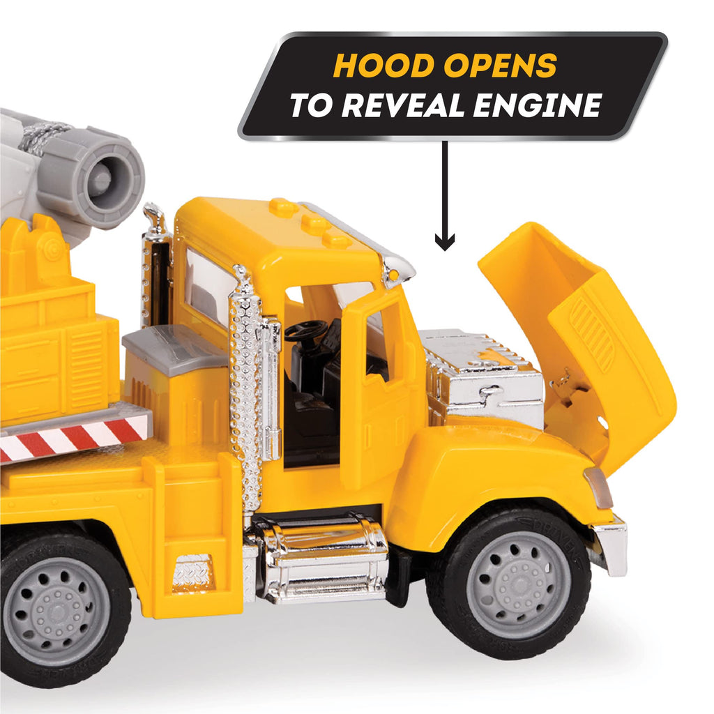 Driven by Battat 7-Inch Crane Truck Toy with Lights, Sounds, and Movable Parts for Kids Ages 3+