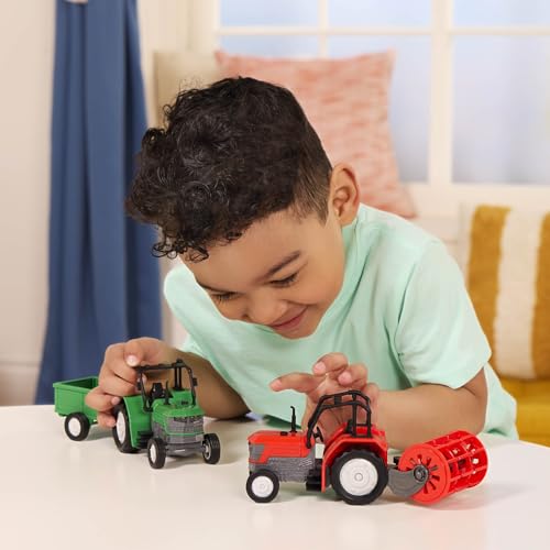 Driven by Battat 7-Inch Toy Tractor with Lights, Sounds, and Detachable Trailer for Kids Ages 3+