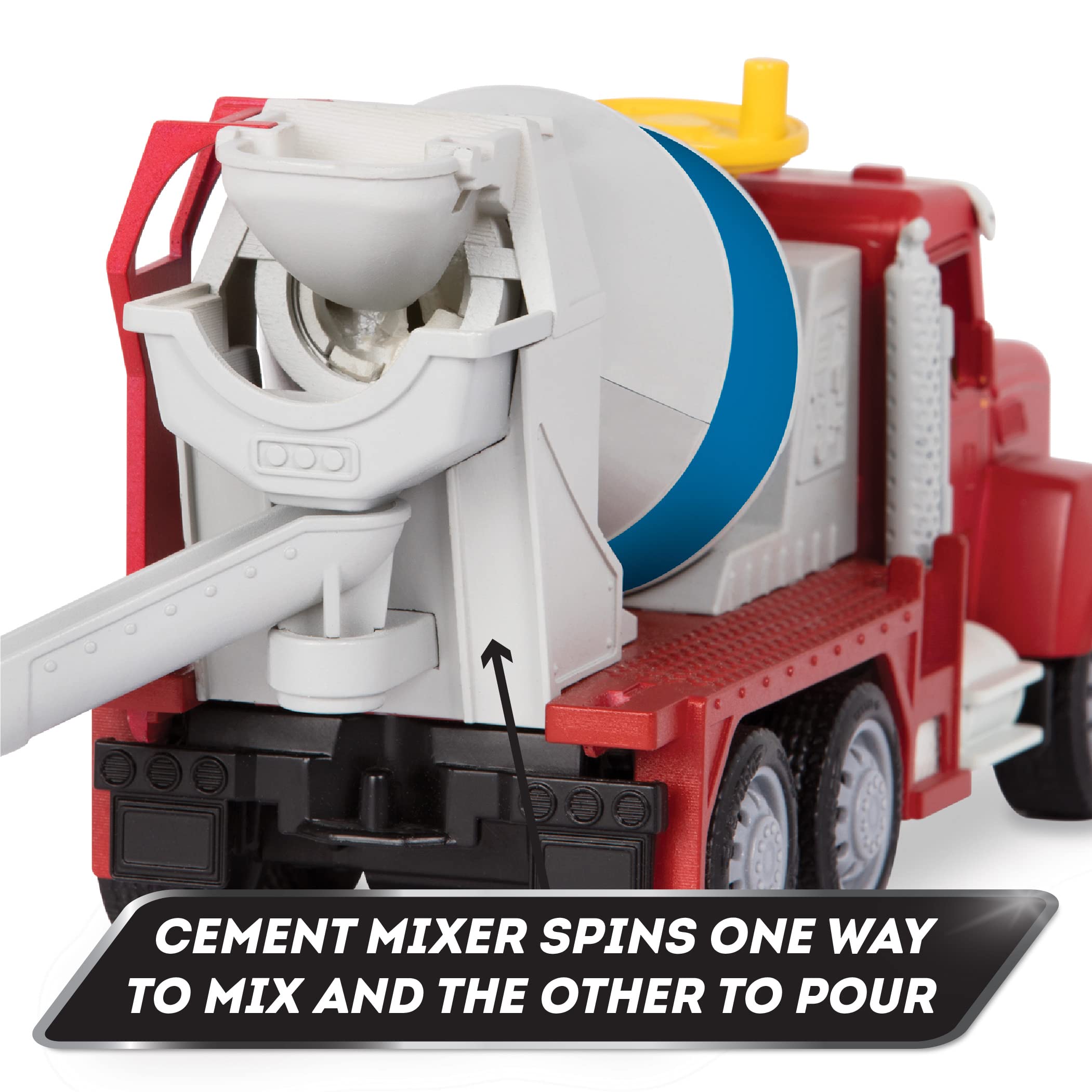 Driven by Battat Micro Series Cement Truck – 7-Inch Toy with Lights, Sounds, and Movable Parts for Kids Ages 3+