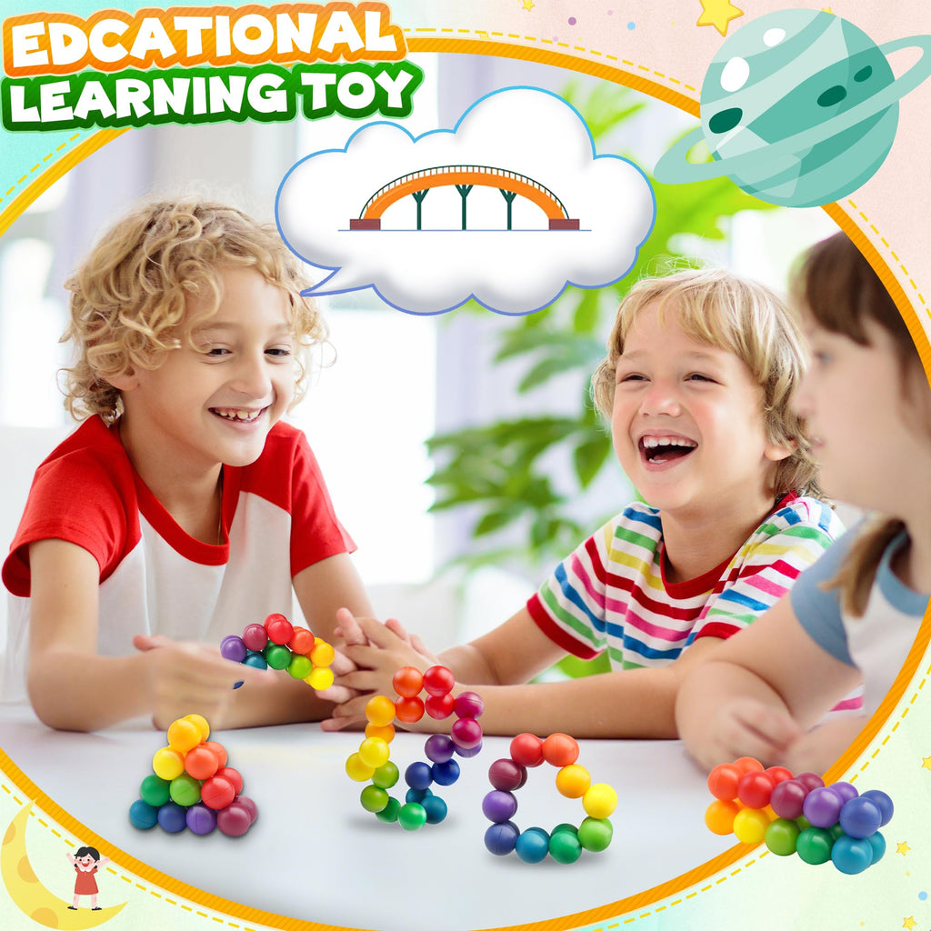Dr.Kbder 20-Piece Rainbow Sensory Fidget Ball - Twistable Interlocking Toy for Kids with ADHD, Autism, Ages 3-8