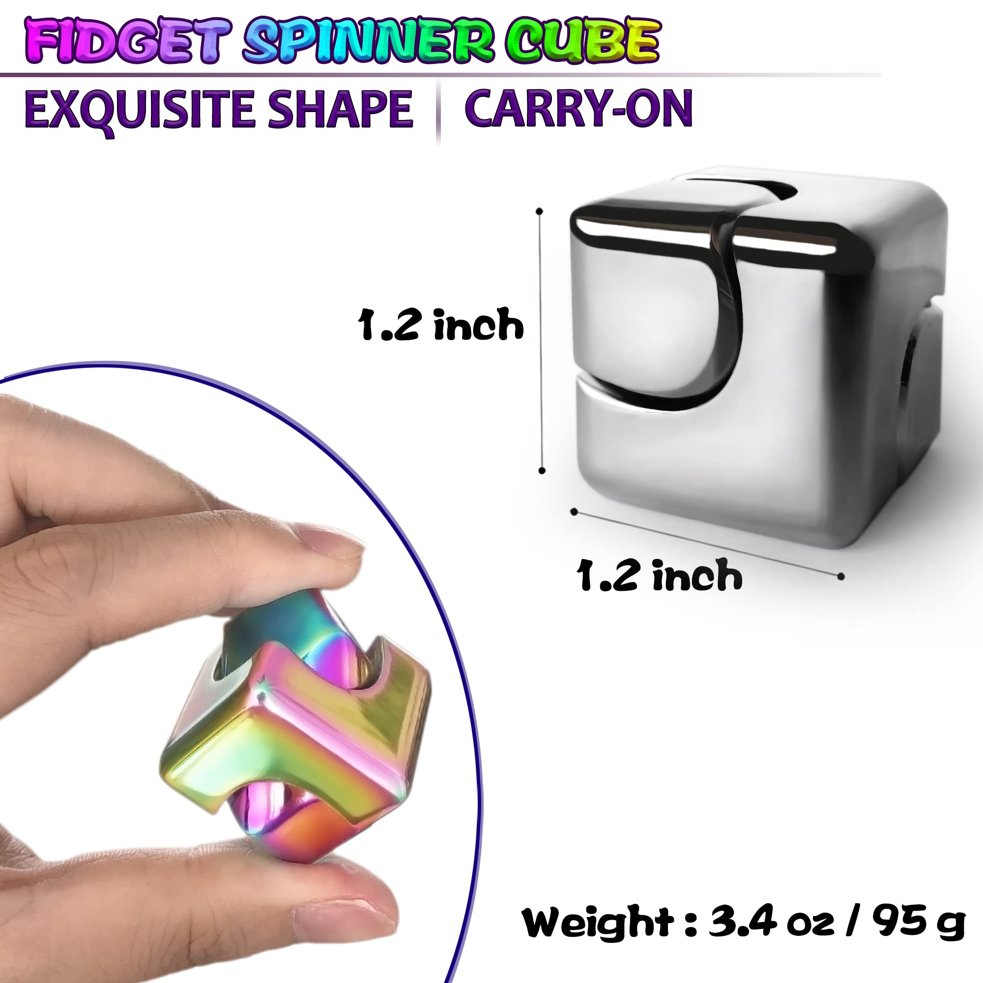 Dr.Kbder Metal Fidget Cube – Compact Silent Spinner for Anxiety Relief (1.2-Inch)