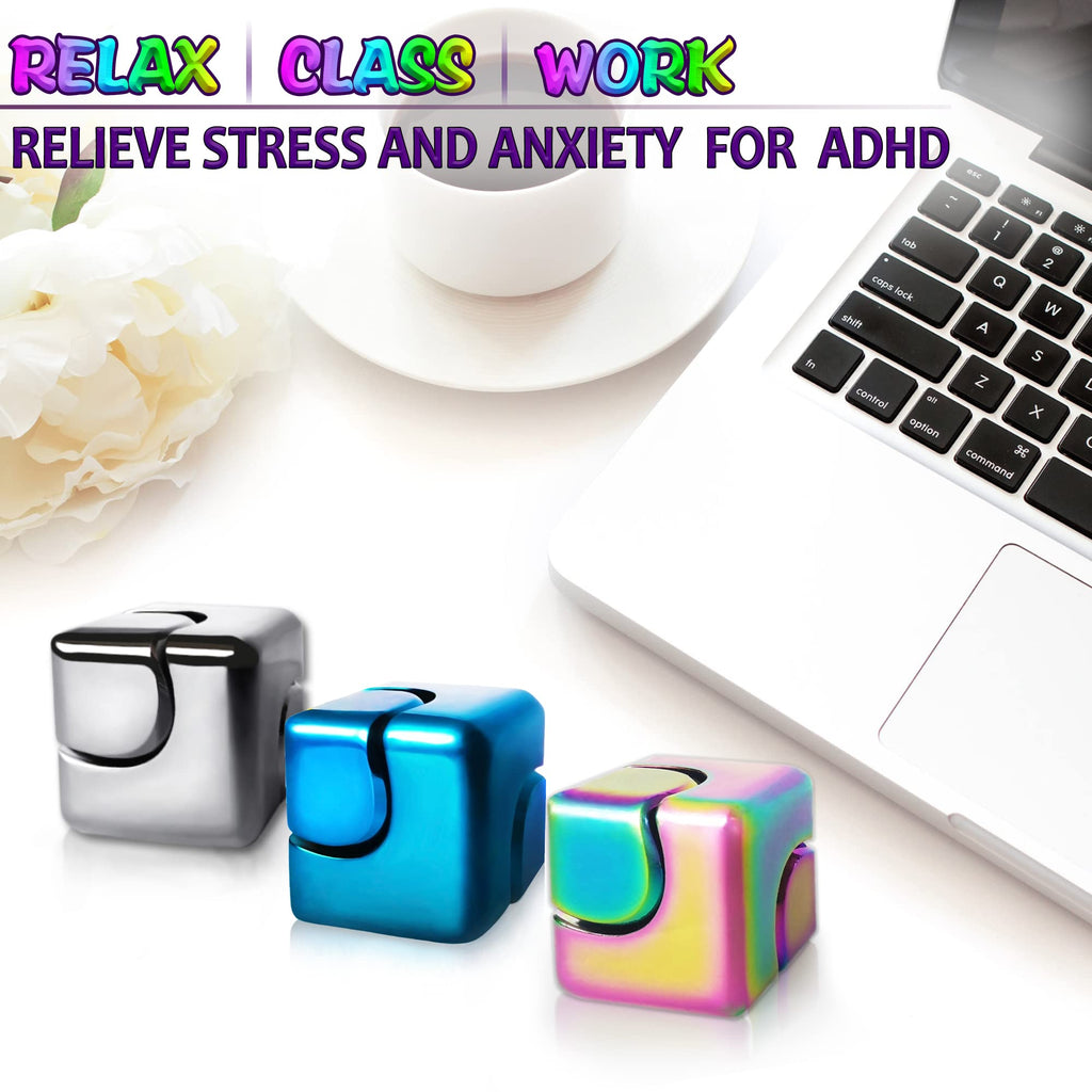 Dr.Kbder Metal Fidget Cube – Compact Silent Spinner for Anxiety Relief (1.2-Inch)