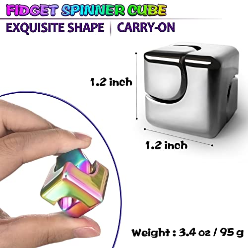 Dr.Kbder Metal Fidget Cube – Compact Silent Spinner for Anxiety Relief (1.2-Inch)