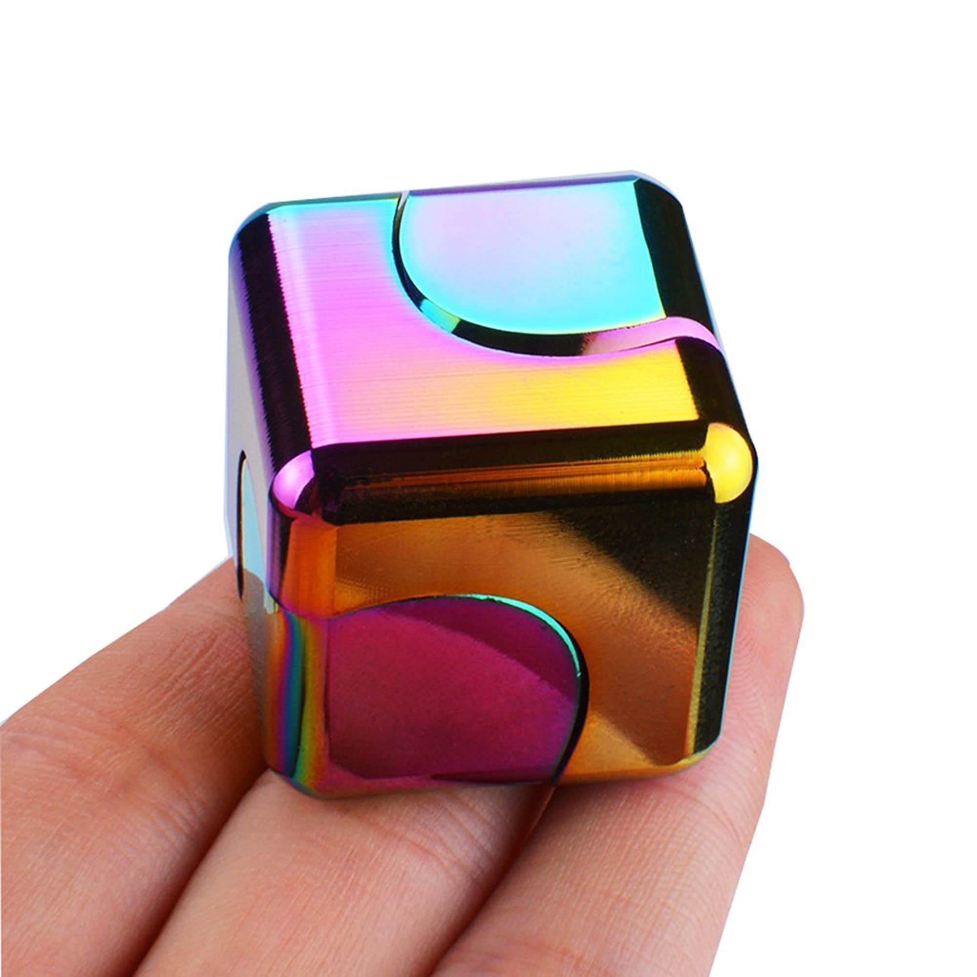 Dr.Kbder Metal Fidget Spinner Cube - Pocket-Sized Desk Toy for Stress Relief, Noiseless Spinning, Gift for Teens and Adults