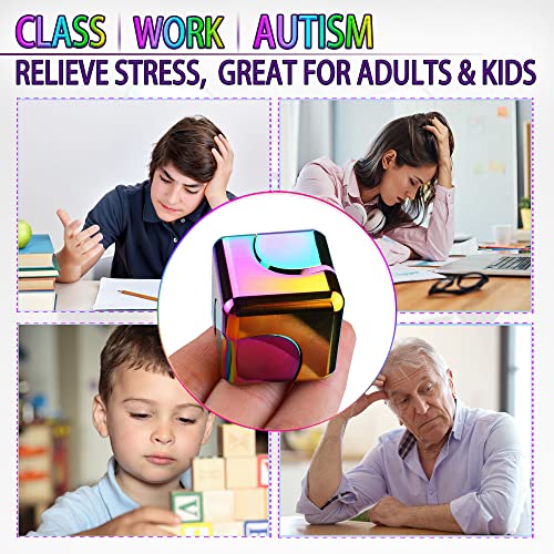 Dr.Kbder Metal Fidget Spinner Cube - Pocket-Sized Desk Toy for Stress Relief, Noiseless Spinning, Gift for Teens and Adults