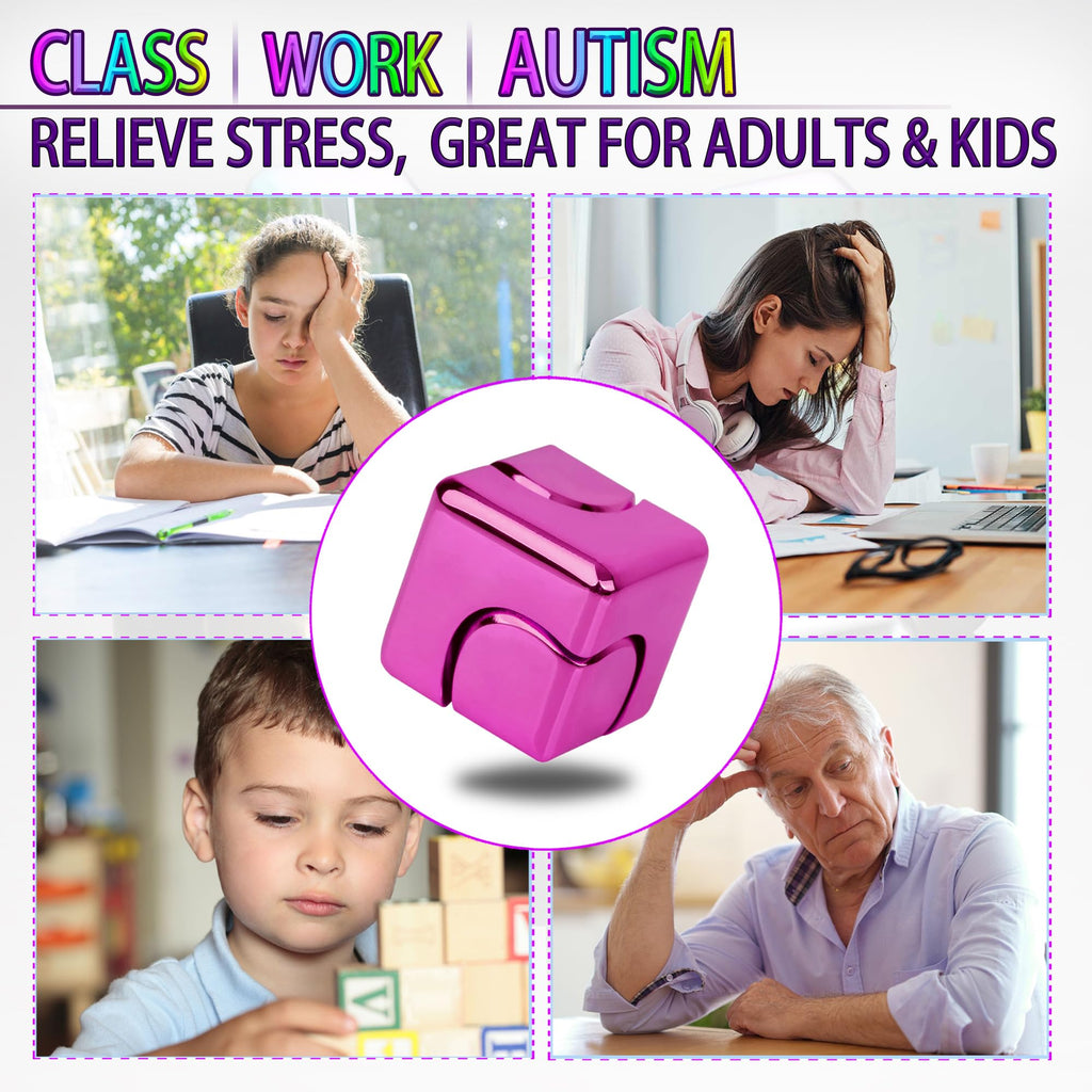 Dr.Kbder Metal Fidget Spinner Cube – Silent 3-Minute Spin, Compact Desk Toy for Anxiety Relief