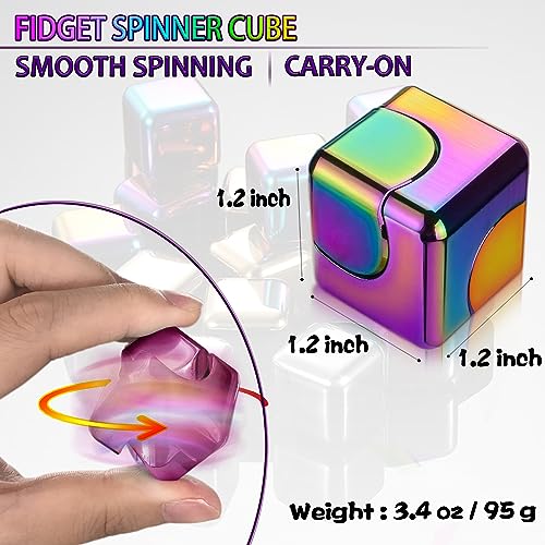 Dr.Kbder Metal Fidget Spinner Cube – Silent 3-Minute Spin, Compact Desk Toy for Anxiety Relief