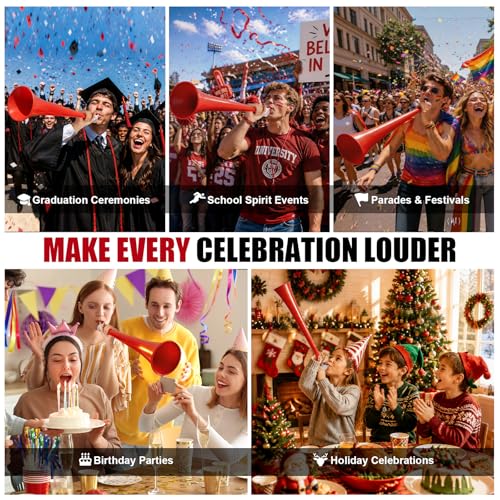 Druvian Red Vuvuzela – 23-Inch Foldable Stadium Horn with Loud Sound for Sports, Parties, and Emergencies